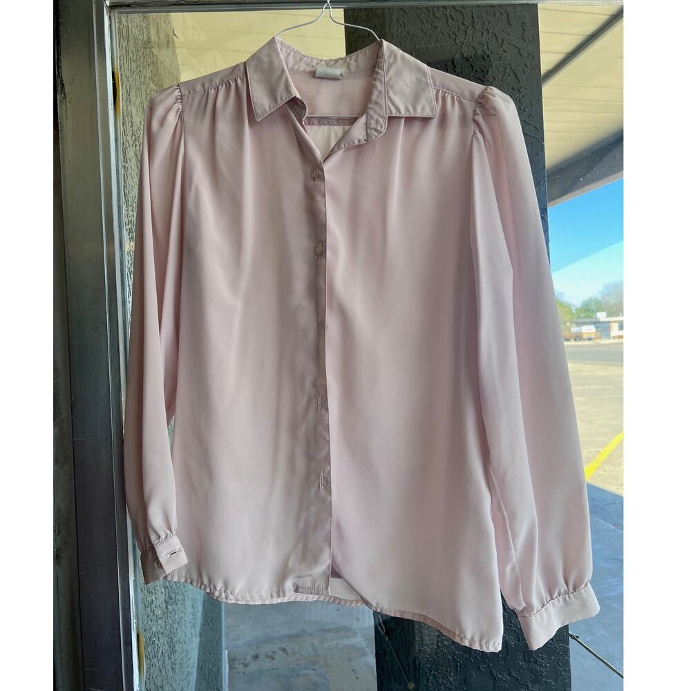 Vintage Dana Point soft pink button down top size 10